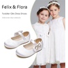 image:imageFelix amp Flora Toddler Flower Girl Dress Shoes  Baby Girl Ballet Mary Jane Flats for Party School WeddingB888s White