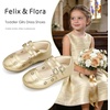 image:imageFelix amp Flora Toddler Flower Girl Dress Shoes  Baby Girl Ballet Mary Jane Flats for Party School WeddingBf30gold