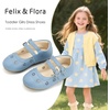 image:imageFelix amp Flora Toddler Flower Girl Dress Shoes  Baby Girl Ballet Mary Jane Flats for Party School WeddingBf30light Blue
