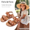 image:imageFelix amp Flora Toddler Girl Sandals  Flower Girl Dress Shoes Open Toe Little Kid FlatsBc330brown