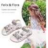 image:imageFelix amp Flora Toddler Girl Sandals  Little Girl Easter Dress Shoes Lightweight Open Toe Beach Holiday FlatsBc222bright Silver