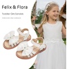 image:imageFelix amp Flora Toddler Girl Sandals Flower Girl Dress Shoes Open Toe Little Kid FlatsBc320white