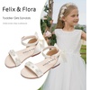 image:imageFelix amp Flora Toddler Girl Sandals Open Toe Flower Girl Soft Princess Flat ShoesBc324ivory White