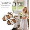 image:imageFelix amp Flora Toddler Girls Sandals Flower Girl Cork Footbed Open Toe Comfort Princess Flat ShoesBc329white
