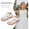 image:imageFelix amp Flora Toddler Girls Sandals Flower Girl Shoes Soft Rubber Princess Flat ShoesBc322white