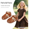 image:imageFelix amp Flora Toddler Girls Sandals Soft Rubber Princess Flat Shoes Flower Girl ShoesBc262dark Brown
