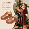image:imageFelix amp Flora Toddler Little Girl Mary Jane Dress Shoes  Ballet Flats for Girl Party School ShoesB366coco Brown