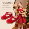 image:imageFelix amp Flora Toddler Little Girl Mary Jane Dress Shoes  Ballet Flats for Girl Party School ShoesB366velvet Red