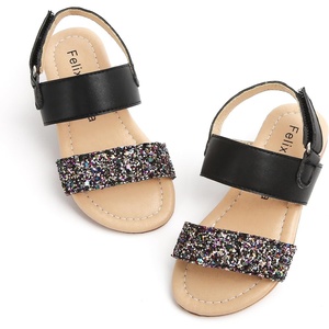 image:imageFelix amp Flora Toddler Girl Sandals  Little Girl Easter Dress Shoes Lightweight Open Toe Beach Holiday FlatsBc251glitter Black