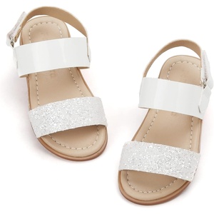 image:imageFelix amp Flora Toddler Girl Sandals  Little Girl Easter Dress Shoes Lightweight Open Toe Beach Holiday FlatsBc251glitter White