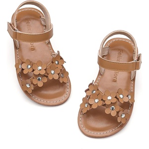 image:imageFelix amp Flora Toddler Girl Sandals Flower Girl Dress Shoes Open Toe Little Kid FlatsBc308light Brown
