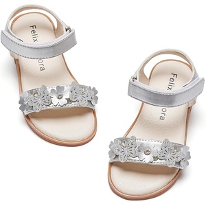 image:imageFelix amp Flora Toddler Girl Sandals Flower Girl Dress Shoes Open Toe Little Kid FlatsBc331silver