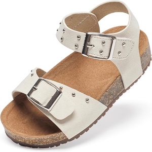 image:imageFelix amp Flora Toddler Girls Sandals Flower Girl Cork Footbed Open Toe Comfort Princess Flat ShoesBc329white