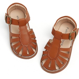 image:imageFelix amp Flora Toddler Girls Sandals Soft Rubber Princess Flat Shoes Flower Girl ShoesBc262dark Brown