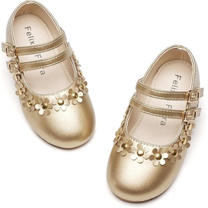image:imageFelix amp Flora Toddler Little Girls Dress Shoes  Flower Girls Mary Jane Flats Ballet Shoes Party WeddingB893gold