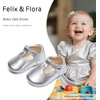 image:imageFelix amp Flora Soft Sole Baby Shoes  Infant Baby Girls Ballet Flats Moccasinss Rubber Sole Walking Crib ShoesBn37silver