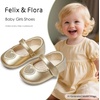 image:imageFelix amp Flora Soft Sole Baby Shoes  Infant Baby Girls Ballet Flats Moccasinss Rubber Sole Walking Crib ShoesBn42gold