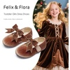 image:imageFelix amp Flora Toddler Flower Girl Dress Shoes  Girl Ballet Flats Party School Shoes WeddingB821velvet Brown