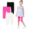 image:imageFelix amp Flora ToddlerLittle Girls Flat Capri Leggings Pants3pack Black White Pink