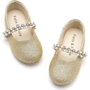 image:imageFelix amp Flora Girls Toddler Little Ballet Shoes  Flower Girls Mary Jane Flats Dress Shoes Party WeddingB862glitter Gold