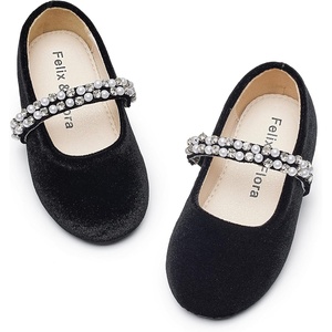 image:imageFelix amp Flora Girls Toddler Little Ballet Shoes  Flower Girls Mary Jane Flats Dress Shoes Party WeddingB862velvet Black