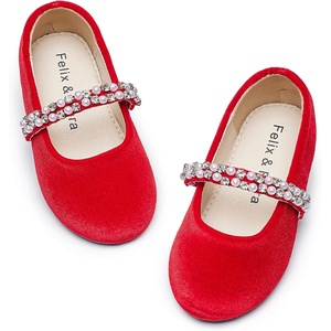 image:imageFelix amp Flora Girls Toddler Little Ballet Shoes  Flower Girls Mary Jane Flats Dress Shoes Party WeddingB862velvet Red
