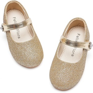 image:imageFelix amp Flora Girls Toddler Little Ballet Shoes  Flower Girls Mary Jane Flats Dress Shoes Party WeddingB883glitter Gold