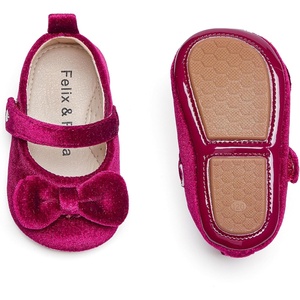 image:imageFelix amp Flora Soft Sole Baby Shoes  Infant Baby Girls Ballet Flats Moccasinss Rubber Sole Walking Crib ShoesBn32burgundy