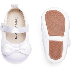image:imageFelix amp Flora Soft Sole Baby Shoes  Infant Baby Girls Ballet Flats Moccasinss Rubber Sole Walking Crib ShoesBn32s White