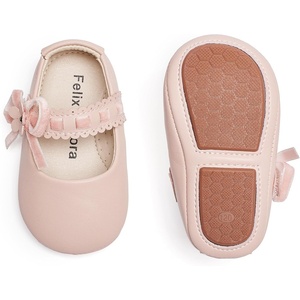 image:imageFelix amp Flora Soft Sole Baby Shoes  Infant Baby Girls Ballet Flats Moccasinss Rubber Sole Walking Crib ShoesBn33pink