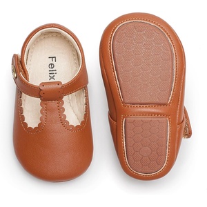 image:imageFelix amp Flora Soft Sole Baby Shoes  Infant Baby Girls Ballet Flats Moccasinss Rubber Sole Walking Crib ShoesBn37brown