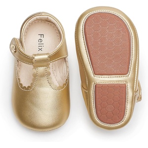 image:imageFelix amp Flora Soft Sole Baby Shoes  Infant Baby Girls Ballet Flats Moccasinss Rubber Sole Walking Crib ShoesBn37gold
