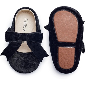 image:imageFelix amp Flora Soft Sole Baby Shoes  Infant Baby Girls Ballet Flats Moccasinss Rubber Sole Walking Crib ShoesBn38black