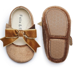 image:imageFelix amp Flora Soft Sole Baby Shoes  Infant Baby Girls Ballet Flats Moccasinss Rubber Sole Walking Crib ShoesBn38brown