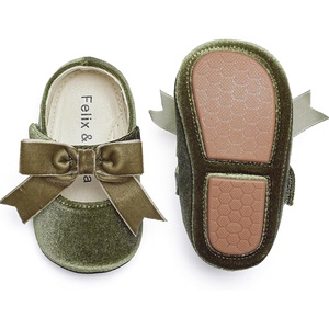 image:imageFelix amp Flora Soft Sole Baby Shoes  Infant Baby Girls Ballet Flats Moccasinss Rubber Sole Walking Crib ShoesBn38olive Green