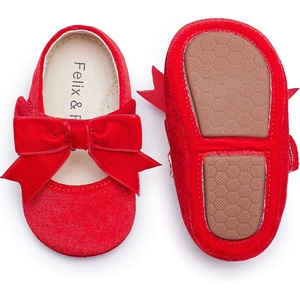 image:imageFelix amp Flora Soft Sole Baby Shoes  Infant Baby Girls Ballet Flats Moccasinss Rubber Sole Walking Crib ShoesBn38red