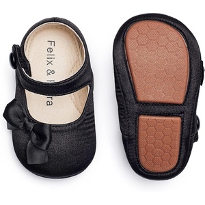image:imageFelix amp Flora Soft Sole Baby Shoes  Infant Baby Girls Ballet Flats Moccasinss Rubber Sole Walking Crib ShoesBn39black