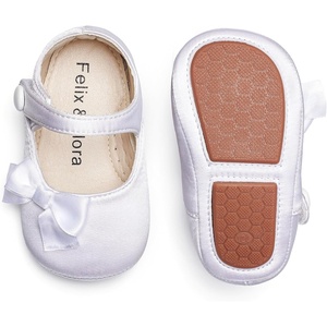 image:imageFelix amp Flora Soft Sole Baby Shoes  Infant Baby Girls Ballet Flats Moccasinss Rubber Sole Walking Crib ShoesBn39white