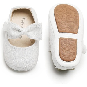 image:imageFelix amp Flora Soft Sole Baby Shoes  Infant Baby Walking Shoes Moccasinss Rubber Sole Crib ShoesB03light White