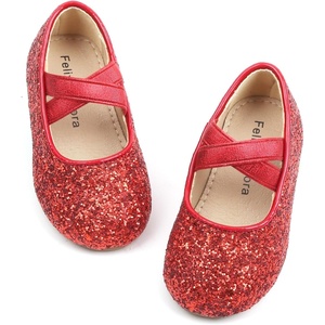 image:imageFelix amp Flora Toddler Girl Dress Shoes  Flower Girl Ballet Mary Jane Flats Party School WeddingB869glitter Red