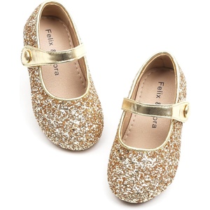 image:imageFelix amp Flora Toddler Girl Dress Shoes  Flower Girl Ballet Mary Jane Flats Party School WeddingB876glitter Gold