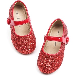 image:imageFelix amp Flora Toddler Girl Dress Shoes  Flower Girl Ballet Mary Jane Flats Party School WeddingB876glitter Red