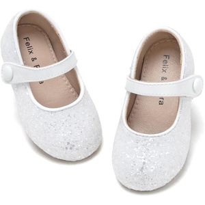 image:imageFelix amp Flora Toddler Girl Dress Shoes  Flower Girl Ballet Mary Jane Flats Party School WeddingB876glitter White