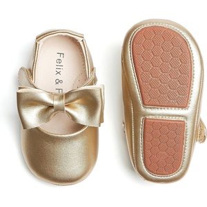image:imageSoft Sole Baby Dress Shoes  Infant Baby Walking Shoes Moccasinss Rubber Sole Crib ShoesB15gold