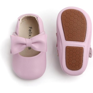 image:imageSoft Sole Baby Dress Shoes  Infant Baby Walking Shoes Moccasinss Rubber Sole Crib ShoesB15purple