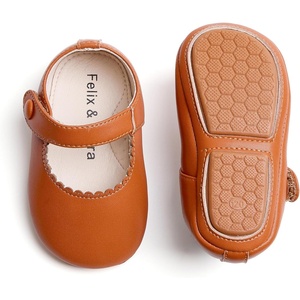 image:imageSoft Sole Baby Dress Shoes  Infant Baby Walking Shoes Moccasinss Rubber Sole Crib ShoesB8725brown