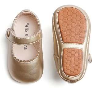 image:imageSoft Sole Baby Dress Shoes  Infant Baby Walking Shoes Moccasinss Rubber Sole Crib ShoesB8725gold