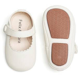 image:imageSoft Sole Baby Dress Shoes  Infant Baby Walking Shoes Moccasinss Rubber Sole Crib ShoesB8725ivory White