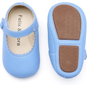 image:imageSoft Sole Baby Dress Shoes  Infant Baby Walking Shoes Moccasinss Rubber Sole Crib ShoesB8725light Blue