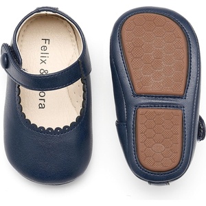 image:imageSoft Sole Baby Dress Shoes  Infant Baby Walking Shoes Moccasinss Rubber Sole Crib ShoesB8725navy Blue